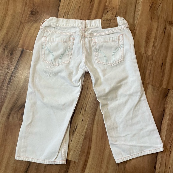 Vintage Hollister Y2K White Capri Jeans Orange Stitching Low Rise Size 5 - Picture 2 of 8